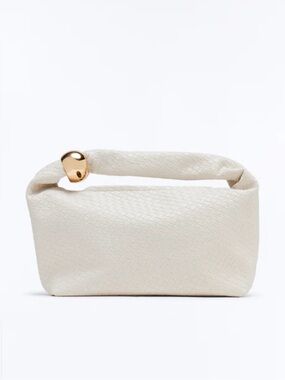 Fashion Nova Cream Woven Hobo with Gold Accent